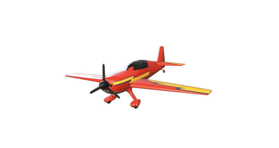 Falkon red and yellow propeller racing aircraft